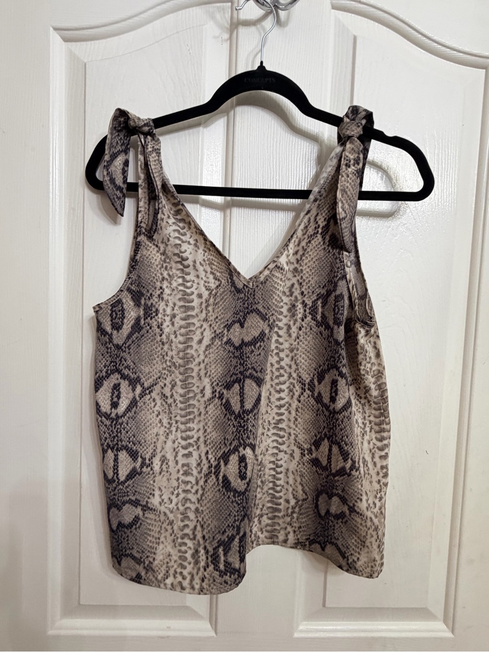 Karlie Snake-Print Tie-Strap V-Neck Camisole - Beige & Black